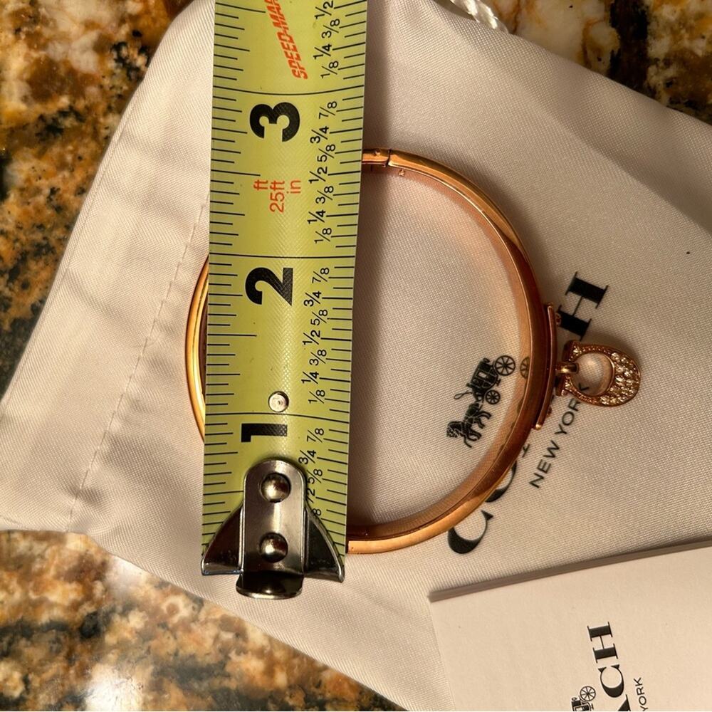 Coach Signature"C" Rose Gold Rhinestone Hinged Bangle - Picture 4 of 5